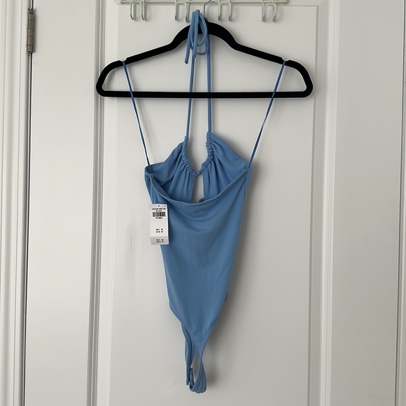 NWT - A&F Neck-Tie Blue Bodysuit (XXS) - Picture 2 of 4